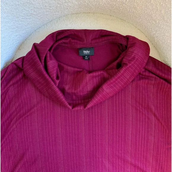 Dolman Batwing Pullover Knit Cowl Neck Pinstripe Top Shirt Cranberry Mossimo M - Picture 3 of 10